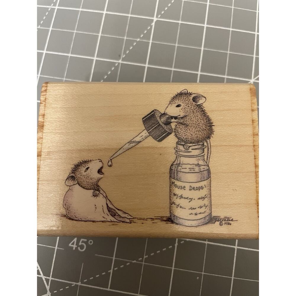 STAMPABILITIES House Of Mouse Wood Mounted Rubber Stamps Friends Mouse Drops